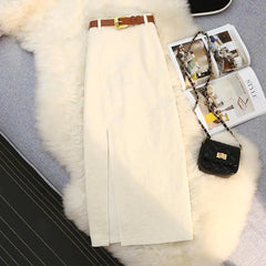 High Waist A-Line Corduroy Skirt for Women