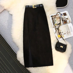 High Waist A-Line Corduroy Skirt for Women
