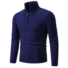 2023 Men's Plus Size Fleece Zip Mock Neck Sweater